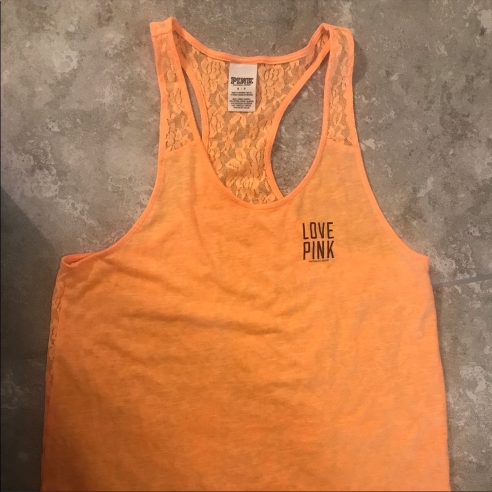 Victoria’s Secret PINK neon orange lace tank top!
